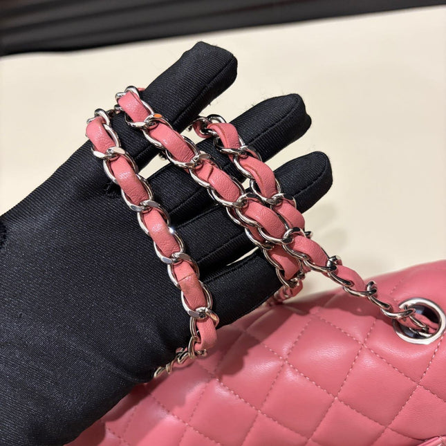 Chanel Classic Flap Mini 2013 Pink Lambskin Leather Silver Hardware