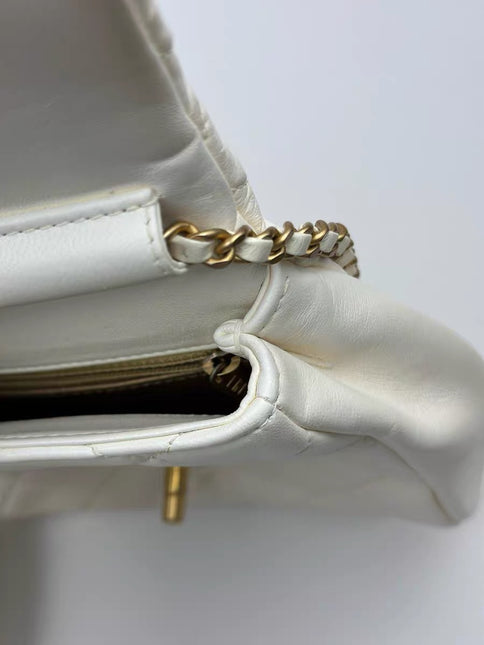 Chanel White Quilted Lambskin Double Side Pack Bags Aged Gold Hardware 2019