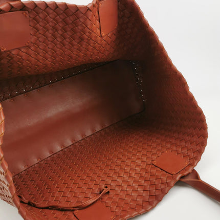 Bottega Veneta Cabat Large Intreccio Leather Tote Bag Brick Red 41cm