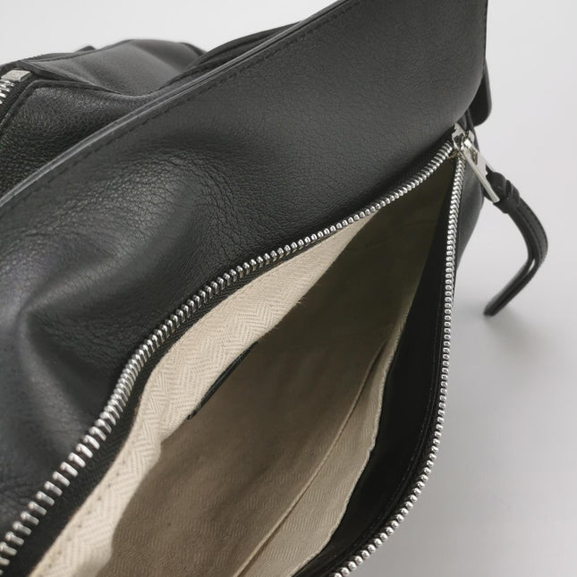 Loewe Puzzle Medium Black Smooth Leather White Logo 2016