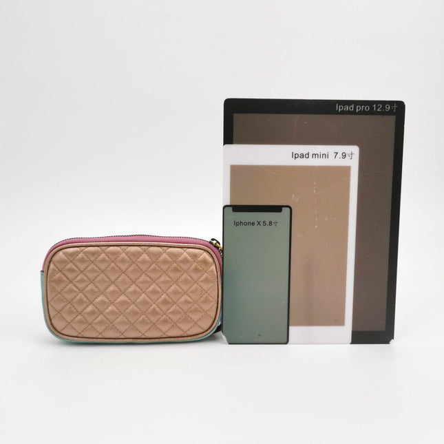 Sold Gucci Pink Teal Mini Metallic Laminated Trapuntata Leather Horsebit Clutch Pouch
