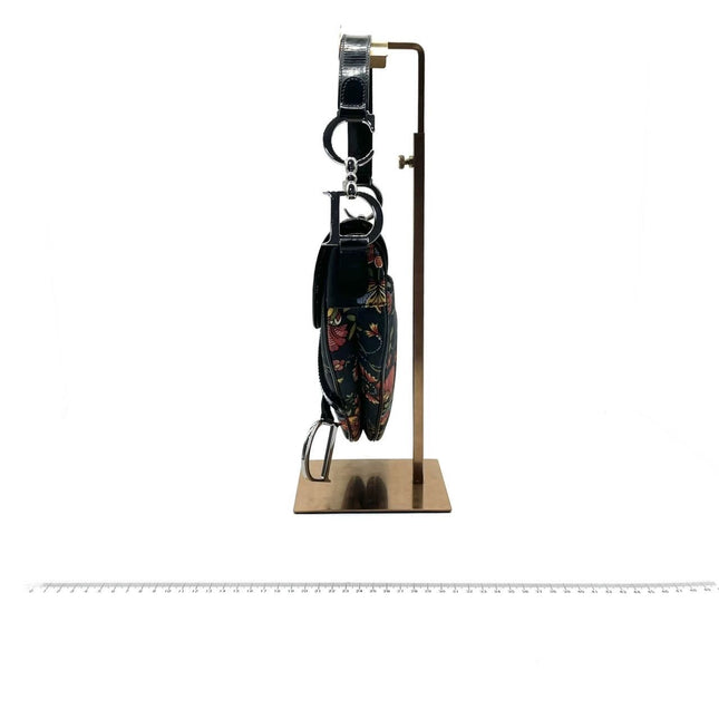 Dior Saddle Black Denim with Floral Embroidery John Galliano Design