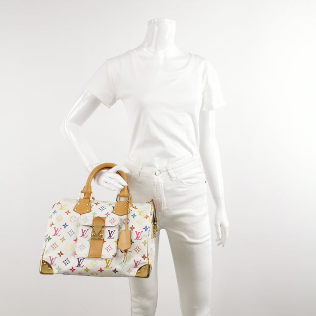 Louis Vuitton x Takashi Murakami Speedy 30 Lock White Multicolor