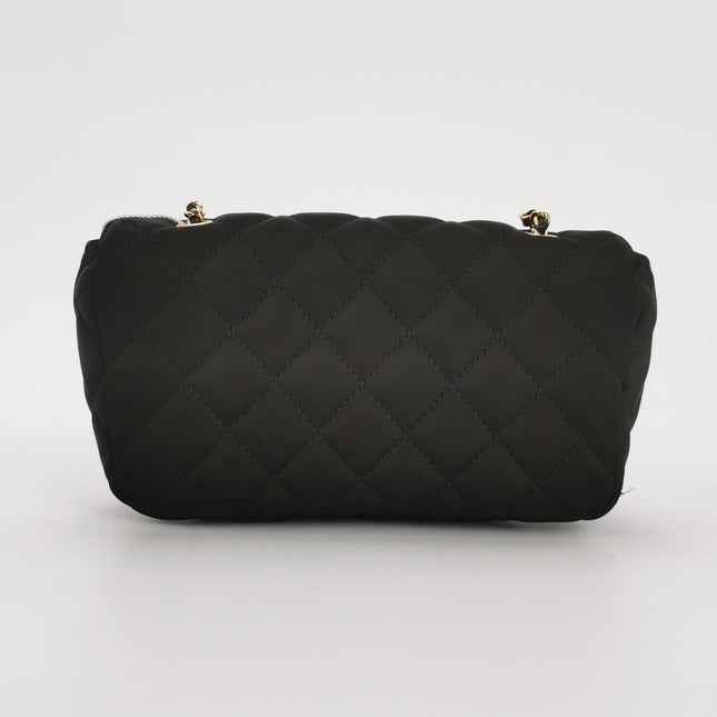Chanel Classic Flap Extra Mini Black Silk Satin Quilted Gold-tone Hardware