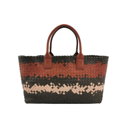 Bottega Veneta Cabat Tote Intreccio Leather Multicolor Brown Burgundy Beige 42cm-Luxbags