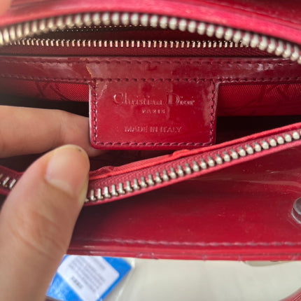 Sold Lady Dior Medium Bag Red Patent Leather SKU 0194