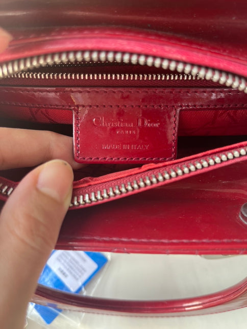 Sold Lady Dior Medium Bag Red Patent Leather SKU 0194