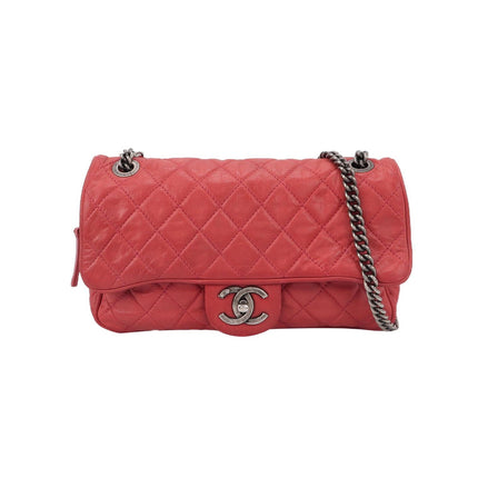 Chanel Shiva Flap Bag Distressed Pink Aged Calfskin Leather Antiqued Silver Hardware-Luxbags
