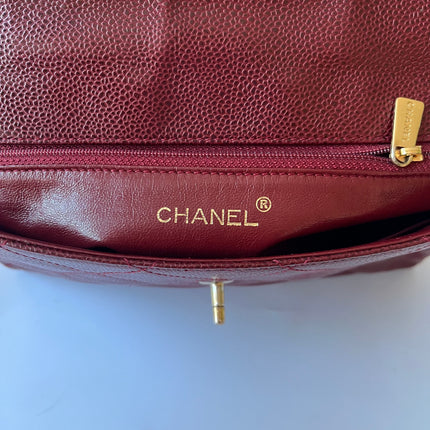 Chanel Vintage Burgundy Caviar Leather Shoulder Bag 24k Gold HW