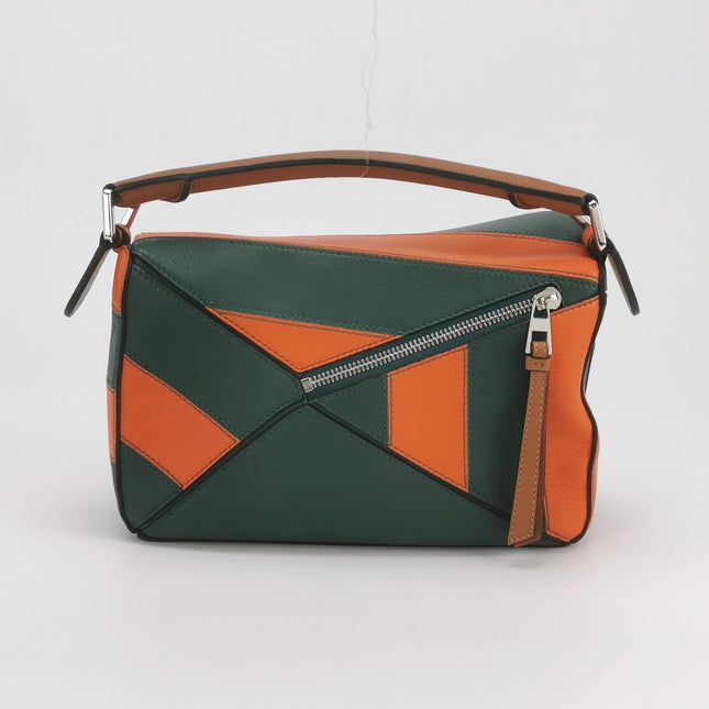 Loewe Puzzle Small Green Orange Stripes Crossbody Bag 2019