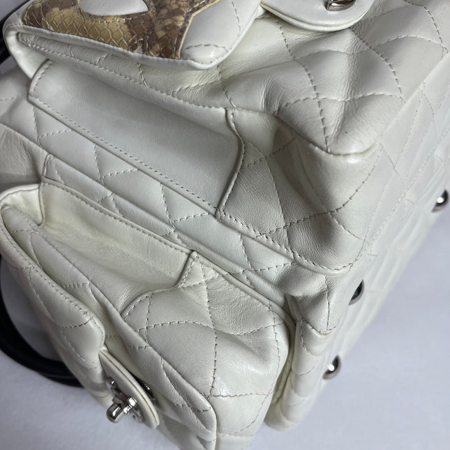 Chanel Cambon Multi-pocket Ligne Reporter Bag Large White Calfskin Leather