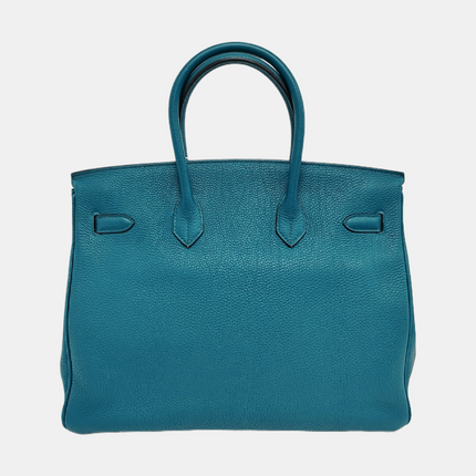 Hermes Birkin 35 Clemence Leather 7W Bleu Izmir Blue Palladium Hardware 2012
