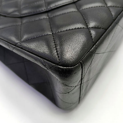 Chanel Classic Flap Maxi 2009 Black Lambskin Leather Single Flap with Gold Hardware