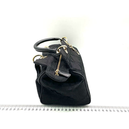 Christian Dior Macros Cannage Coating Canvas Handbag in Black