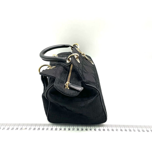 Christian Dior Macros Cannage Coating Canvas Handbag in Black