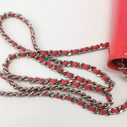 Sold Chanel Wallet on Chain Classic Flap Coral Pink Patent Leather