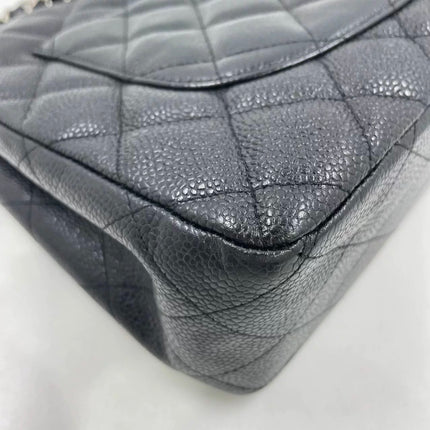 Chanel Classic Flap Jumbo Black Caviar Leather Single Flap Silver Hardware 2006-08