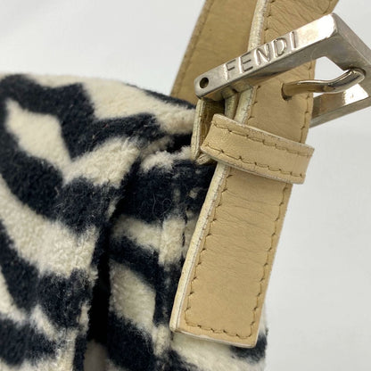 Fendi Baguette Black and White Zebra Print Fleece Red Buckle