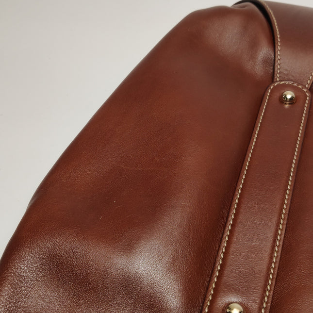 Gucci Bamboo Amalfi Hobo Horsebit Shoulder Bag Brown Leather