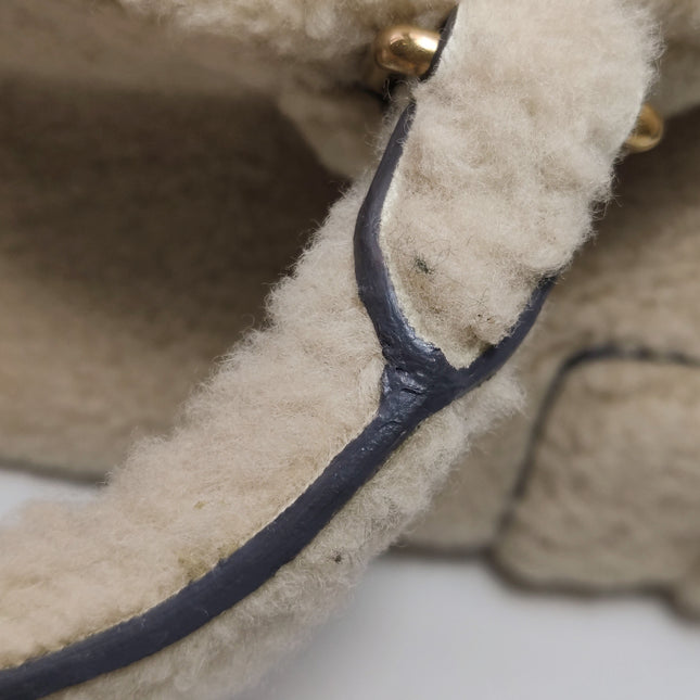 Loewe Amazona Small 29 White Shearling Gold Hardware Top Handle Bag