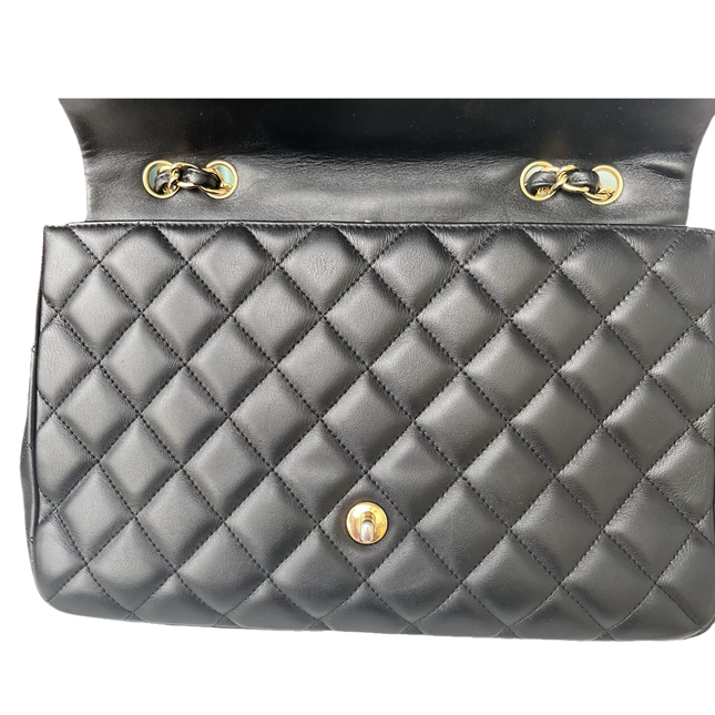Sold Chanel Timeless/ Classic Flap Jumbo/Large Black with Gold Hardware
