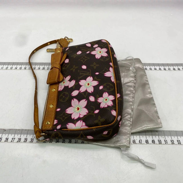 Louis Vuitton x Takashi Murakami Cherry Blossom Pochette Accessoire Brown Monogram