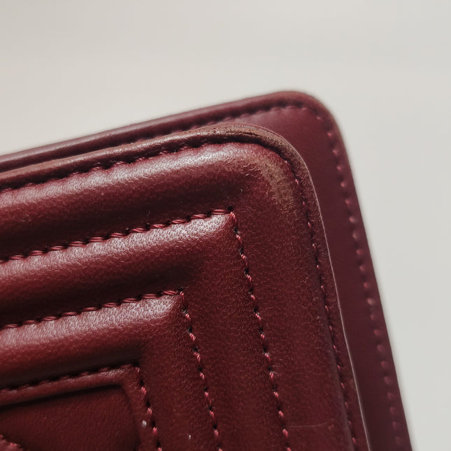 Chanel Le Boy Small Burgundy Lambskin Leather Antiqued Gold Hardware