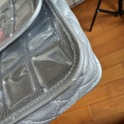 Chanel Ice Cube Chocolate Bar Classic Flap Metallic Silver PVC with Leather