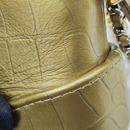 Sold Chanel Gabrielle Mini Gold Crocodile Embossed Calfskin Leather Crossbody Bag