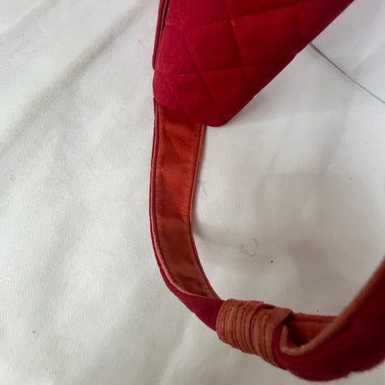 Chanel Mini Top Handle Bag Red Fabric Gold Hardware