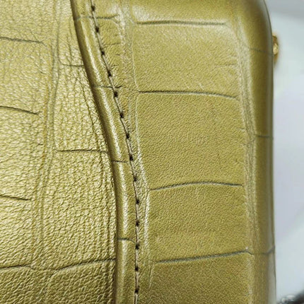 Sold Chanel Gabrielle Mini Gold Crocodile Embossed Calfskin Leather Crossbody Bag