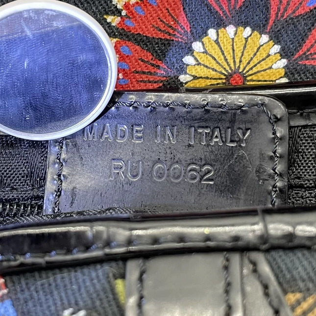 Dior Saddle Black Denim with Floral Embroidery John Galliano Design