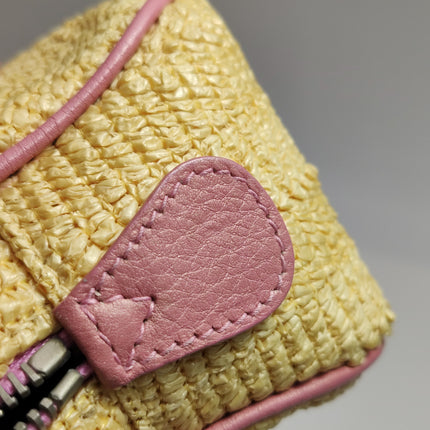 Dior Wicker Boston Bag Floral Embroidery Pink Leather