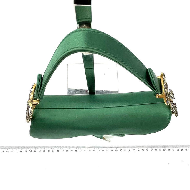 Dior Saddle Mini 2019 Silk Emerald Green with crystals