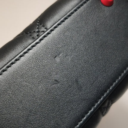 Lady Dior Mini Black Lambskin Leather Red Tulle Ruffle Heart Silver Hardware 2019