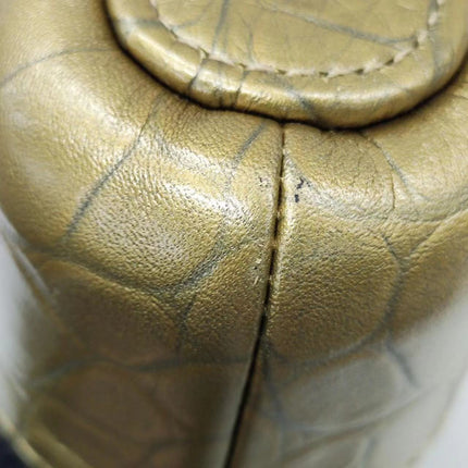 Sold Chanel Gabrielle Mini Gold Crocodile Embossed Calfskin Leather Crossbody Bag