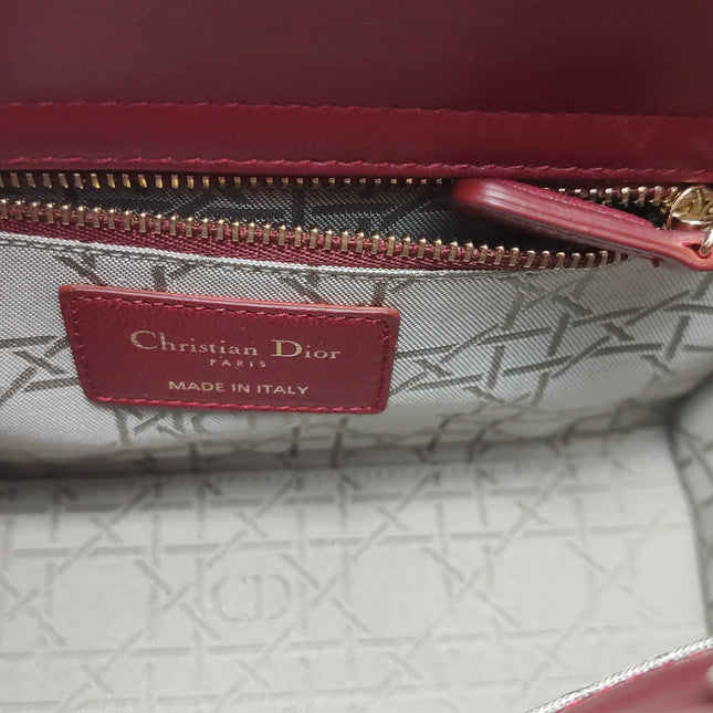Lady Dior Small My Abcdior Burgundy Lambskin Cannage Leather Gold Hardware 2017