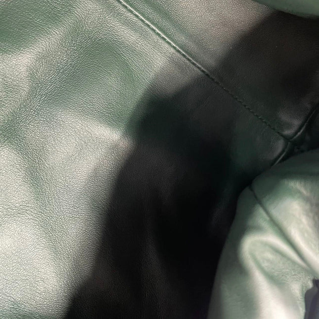 Bottega Veneta Pouch Large Intrecciato Dark Green Calfskin Leather Clutch