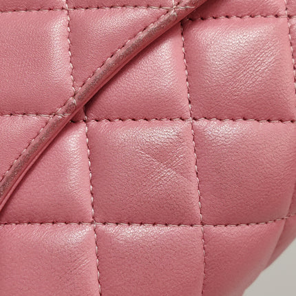 Chanel Classic Flap Mini 2016 Pink Lambskin Leather Silver Hardware