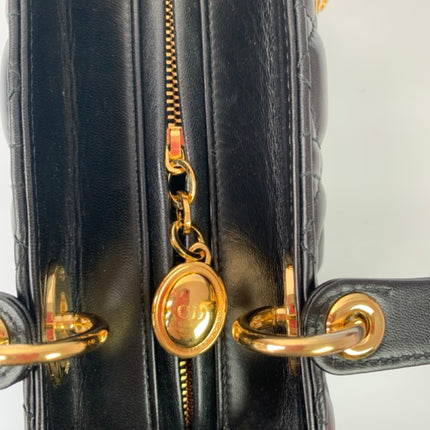 Sold Lady Dior Medium Black Cannage Lambskin Leather Gold Hardware