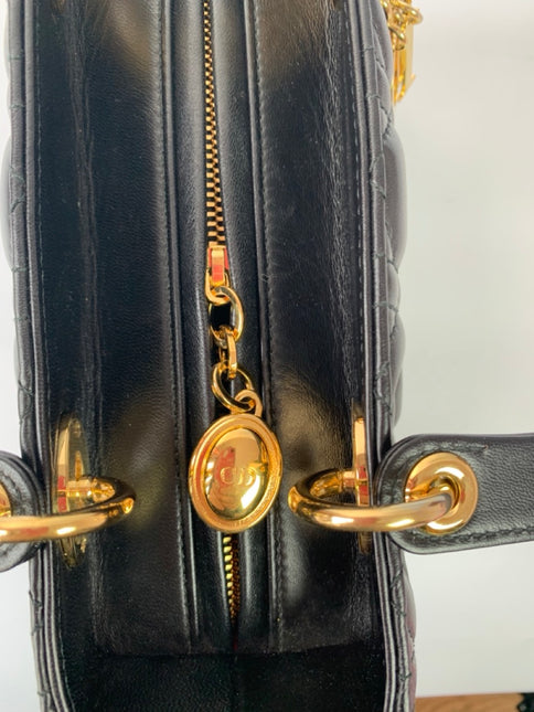 Sold Lady Dior Medium Black Cannage Lambskin Leather Gold Hardware