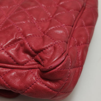 Chanel Shiva Flap Bag Distressed Pink Aged Calfskin Leather Antiqued Silver Hardware