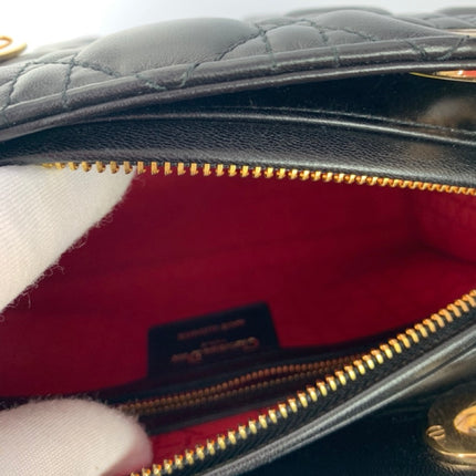 Sold Lady Dior Medium Black Cannage Lambskin Leather Gold Hardware