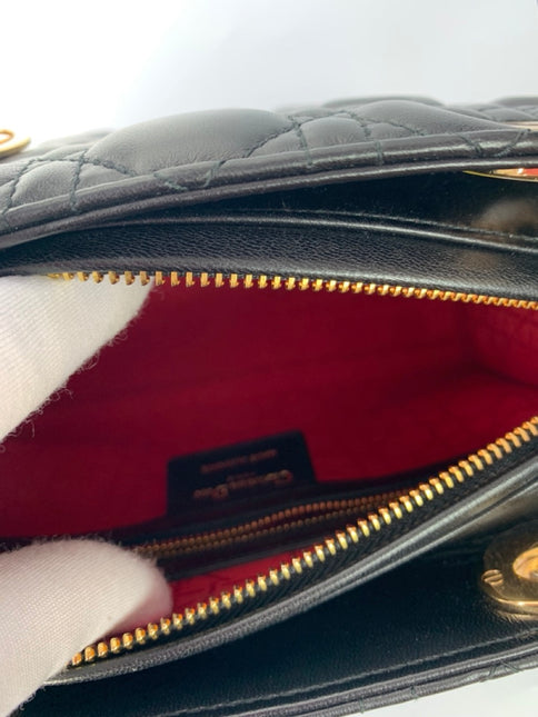 Sold Lady Dior Medium Black Cannage Lambskin Leather Gold Hardware