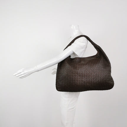 Bottega Veneta Veneta Hobo Maxi Dark Brown Lambskin Leather 52cm