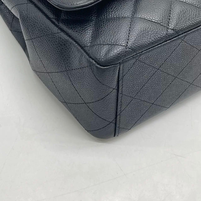 Chanel Classic Flap Maxi 2012 Black Caviar Leather Double Flap with Gold Hardware