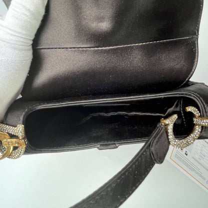 Dior Saddle Mini Silk Handbag Black with crystals