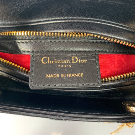 Sold Lady Dior Medium Black Cannage Lambskin Leather Gold Hardware