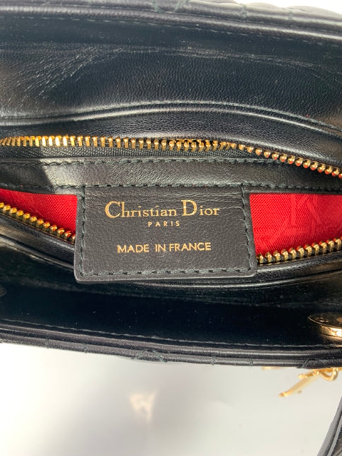 Sold Lady Dior Medium Black Cannage Lambskin Leather Gold Hardware