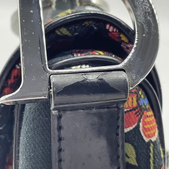 Dior Saddle Black Denim with Floral Embroidery John Galliano Design